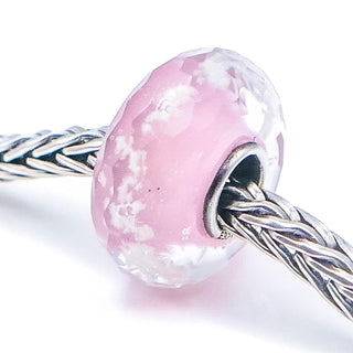 ELFBEADS Pink Fractal Murano Glass Sterling Silver Charm