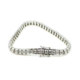 Vintage 7-Inch Sterling Silver Tennis Bracelet With Clear Cubic Zirconia
