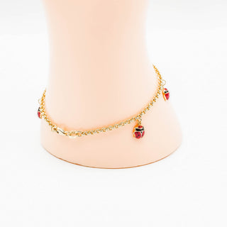 14K Yellow Gold Ladybug Bracelet in Size 7.5 Inches