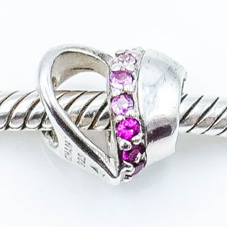 CHAMILIA Heart Sterling Silver Charm With Pink Swarovski Crystals