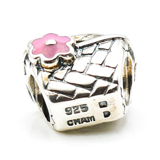 CHAMILIA Beach Basket Sterling Silver Charm With Pink Enamel Flower