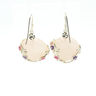 Chateau D'Argent Rose Quartz & Enamel Sterling Silver Drop Earrings