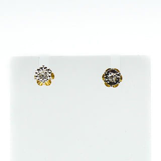 12K Yellow Gold Diamond Stud Earrings