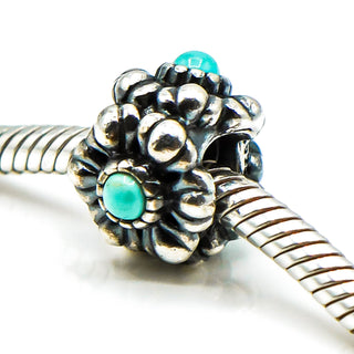 PANDORA December Birthday Blooms Sterling Silver Charm With Turquoise