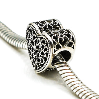 PANDORA Filled With Romance Sterling Silver Heart Openworks Charm