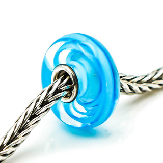 TROLLBEADS Turquoise Ribbon Glass Bead Sterling Silver Core Charm