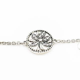 PANDORA Tree of Life Sterling Silver Bracelet With Sliding Clasp, White Enamel And Clear Zirconia