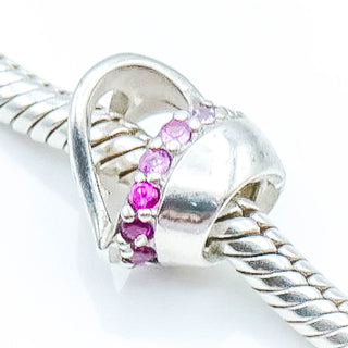 CHAMILIA Heart Sterling Silver Charm With Pink Swarovski Crystals