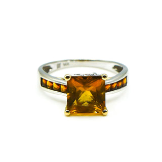 Madeira Citrine 14k Gold And Diamonds Ring Size 7.25
