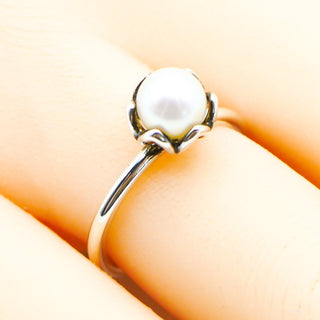 PANDORA Size 6 (52) Cultured Elegance Sterling Silver Stackable Ring With Freshwater Pearl