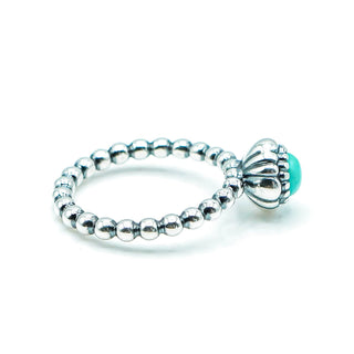 PANDORA May Birthday Bloom Stackable Sterling Silver Ring With Chrysoprase