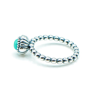 PANDORA May Birthday Bloom Stackable Sterling Silver Ring With Chrysoprase