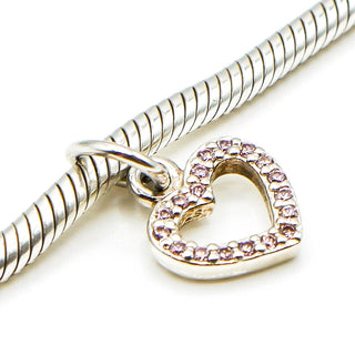 PANDORA Silver Heart Sterling Silver Pendant With Pink Zirconia