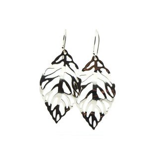 Large Sterling Silver Leaf Earrings Made in Mexico