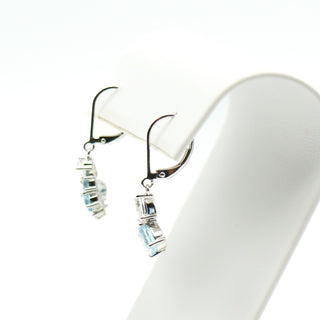 Sky Blue Topaz And Zircon Earrings in Sterling Silver