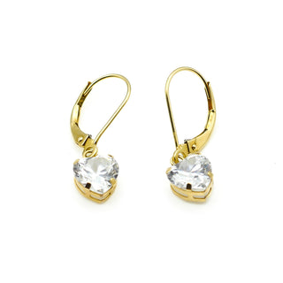 14K Gold Heart-Shaped Cubic Zirconia Earrings