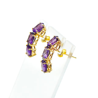 14K Gold Amethyst Stud Earrings