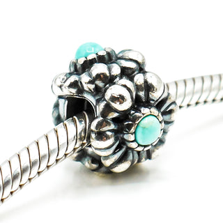 PANDORA December Birthday Blooms Sterling Silver Charm With Turquoise