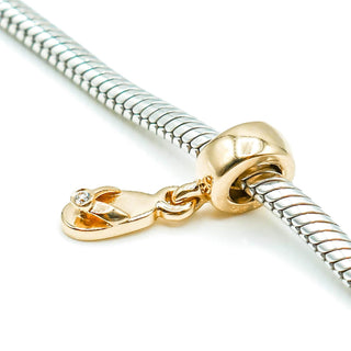 PANDORA 14K Gold Flip Flop Dangle Charm With Diamond