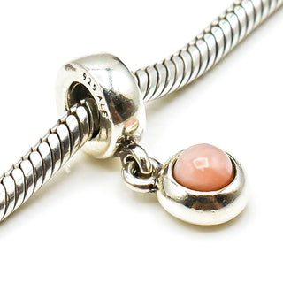 PANDORA Pink Opal Sterling Silver Dangle Charm