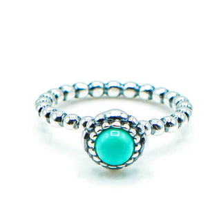 PANDORA May Birthday Bloom Stackable Sterling Silver Ring With Chrysoprase