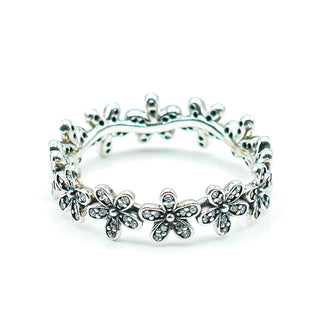 PANDORA Dazzling Daisy Meadow Sterling Silver Stackable Ring With Clear Zirconia