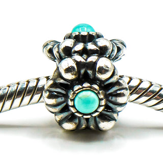 PANDORA December Birthday Blooms Sterling Silver Charm With Turquoise