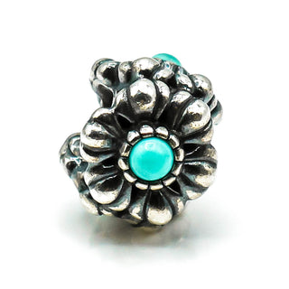 PANDORA December Birthday Blooms Sterling Silver Charm With Turquoise