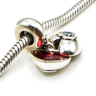 PANDORA You And Me Sterling Silver Heart Dangle Charm With Red Enamel