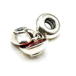 PANDORA You And Me Sterling Silver Heart Dangle Charm With Red Enamel