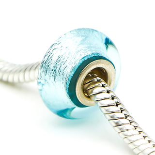 CHAMILIA Blue With Silver Murano Glass Charm With Sterling Silver Core