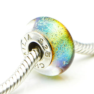 CHAMILIA Blue Rainbow Murano Glass Charm With Sterling Silver Core