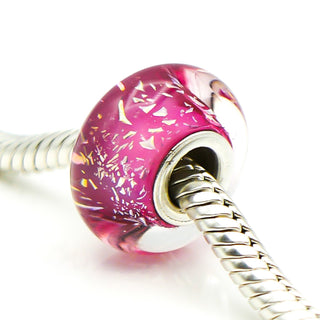 CHAMILIA Glitter Collection Pink Murano Glass Charm With Sterling Silver Core