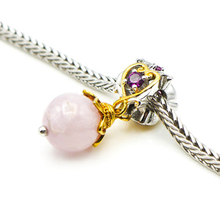 GEMS ON VOGUE Kunzite 18K Gold Plated Sterling Silver Pendant Charm With Rhodolite
