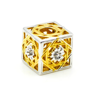 GEMS ON VOGUE Sterling Silver Cube Slide On Charm With 18K Gold Plating