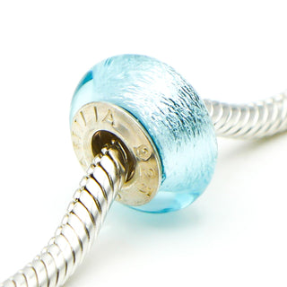 CHAMILIA Blue With Silver Murano Glass Charm With Sterling Silver Core