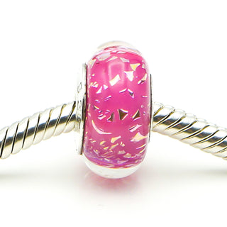 CHAMILIA Glitter Collection Pink Murano Glass Charm With Sterling Silver Core