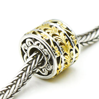 GEMS ON VOGUE Two Tone Slide On Sterling Silver Charm With 18K Gold Plating