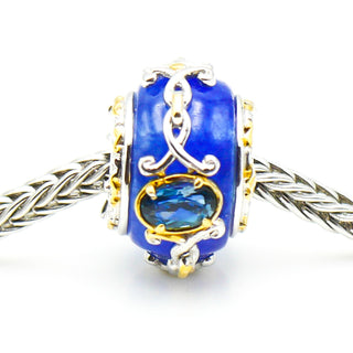 GEMS ON VOGUE Lapis Lazuli 18K Gold Plated Sterling Silver Charm With Blue Topaz