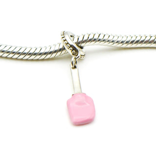 CHAMILIA Spatu-Luv Spatula Sterling Silver Dangle Charm With Pink Enamel