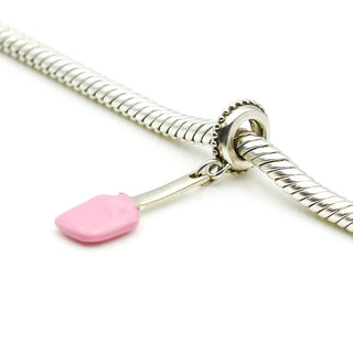 CHAMILIA Spatu-Luv Spatula Sterling Silver Dangle Charm With Pink Enamel