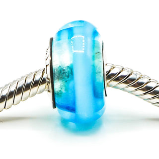 CHAMILIA Blue Swirl Murano Glass Bead