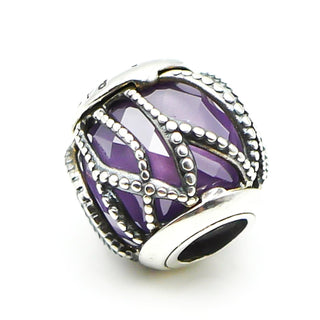PANDORA Intertwining Radiance Sterling Silver Abstract Charm With Purple Zirconia