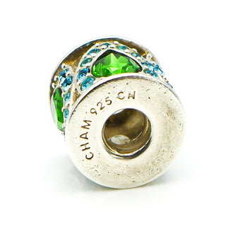 CHAMILIA Royal Petals Sterling Silver Charm Bead With Green And Blue Swarovski Crystals