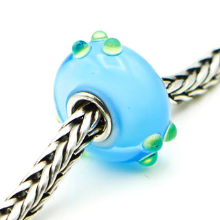 TROLLBEADS Turquoise Green Spring Bud Glass Bead Sterling Silver Core Charm