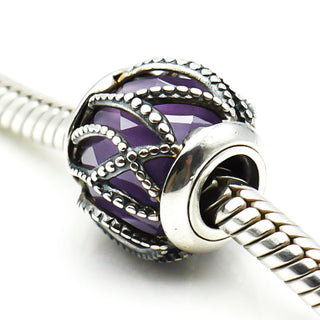 PANDORA Intertwining Radiance Sterling Silver Abstract Charm With Purple Zirconia