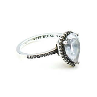 PANDORA Size 5 (50) Large Radiant Teardrop Sterling Silver Ring With Clear Cubic Zirconia