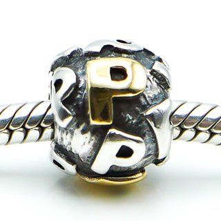PANDORA Alphabet Letter P Sterling Silver And 14K Gold Charm