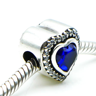 Pandora Sparkling Love Charm Sterling Silver Charm With Blue Crystal