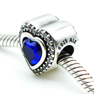 Pandora Sparkling Love Charm Sterling Silver Charm With Blue Crystal